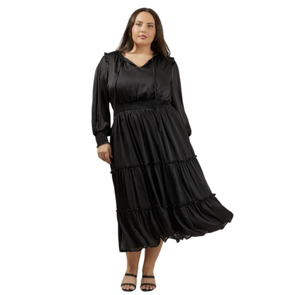 Sugarlips Black Tiered Midi Dress